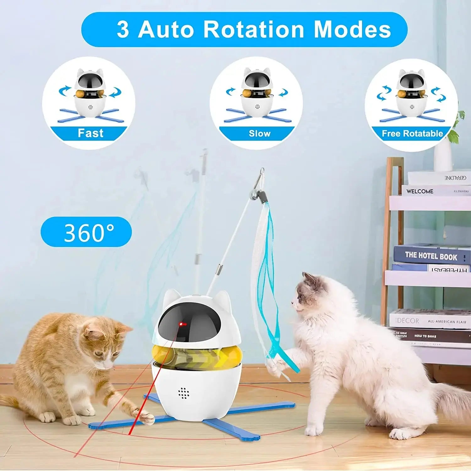 ATUBAN Interactive Cat Toys, 4-In-1 Cat Feather Toy Cat Laser Toys and Cat Ball Toys, Interactive Cat Toys for Indoor Cats Toy