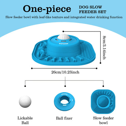 Pawlove Anti-Slip Dog Slow Feeder Bowl with Ball-In Design, 3/4 Cup Capacity, Dishwasher Safe for Liquid Treats, Reduces Mess and Spills, Ideal for Anxiety Relief and Post-Op Use