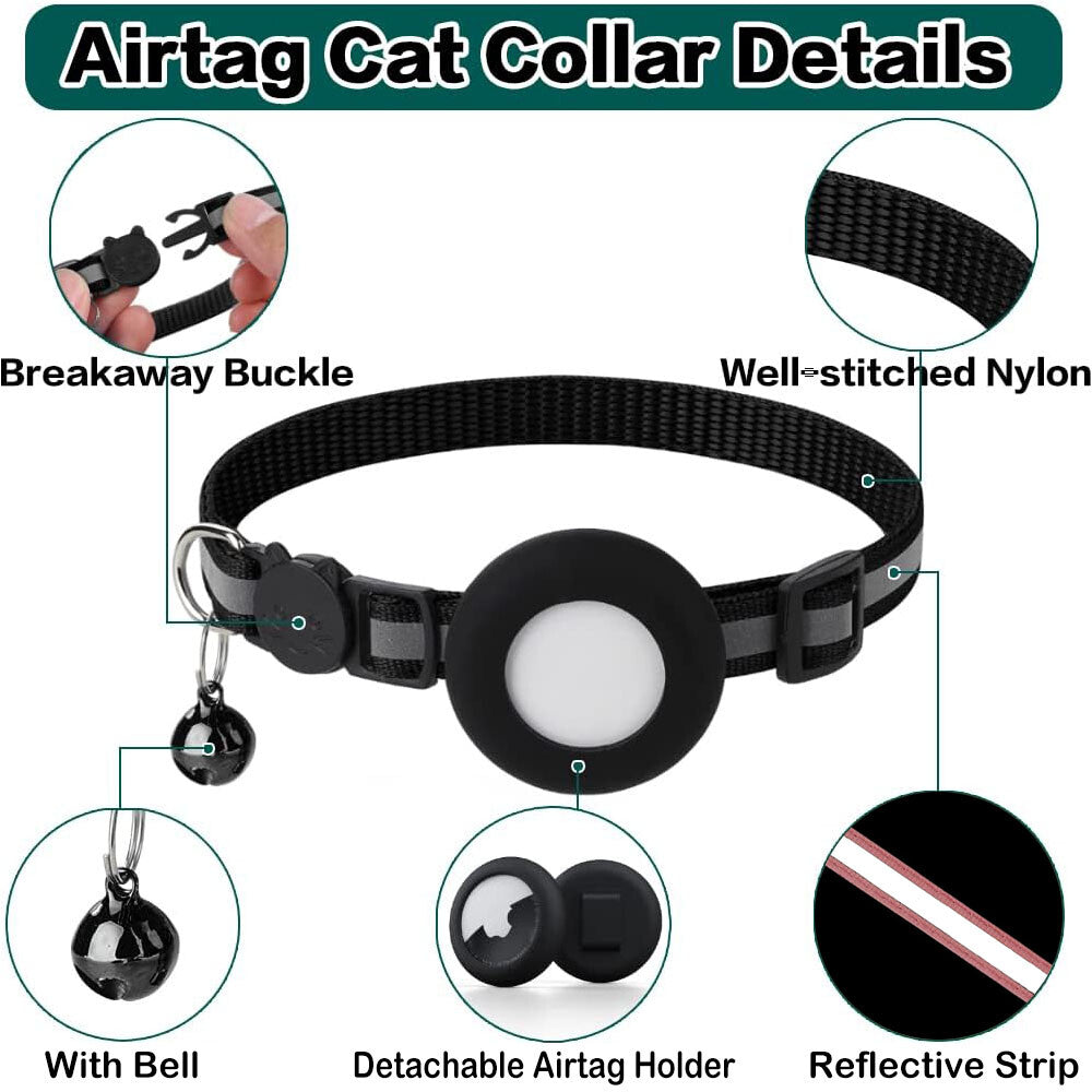 Apple AirTag Cat Collar Holder, Includes Bell