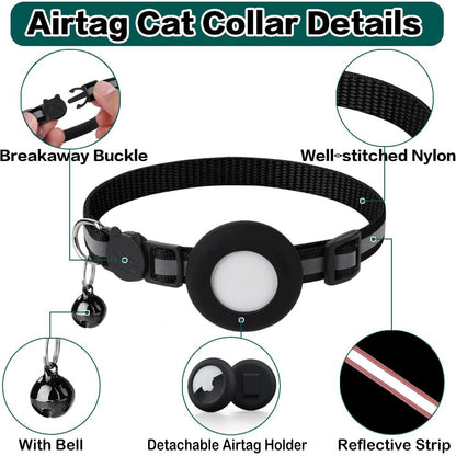 Apple AirTag Cat Collar Holder, Includes Bell