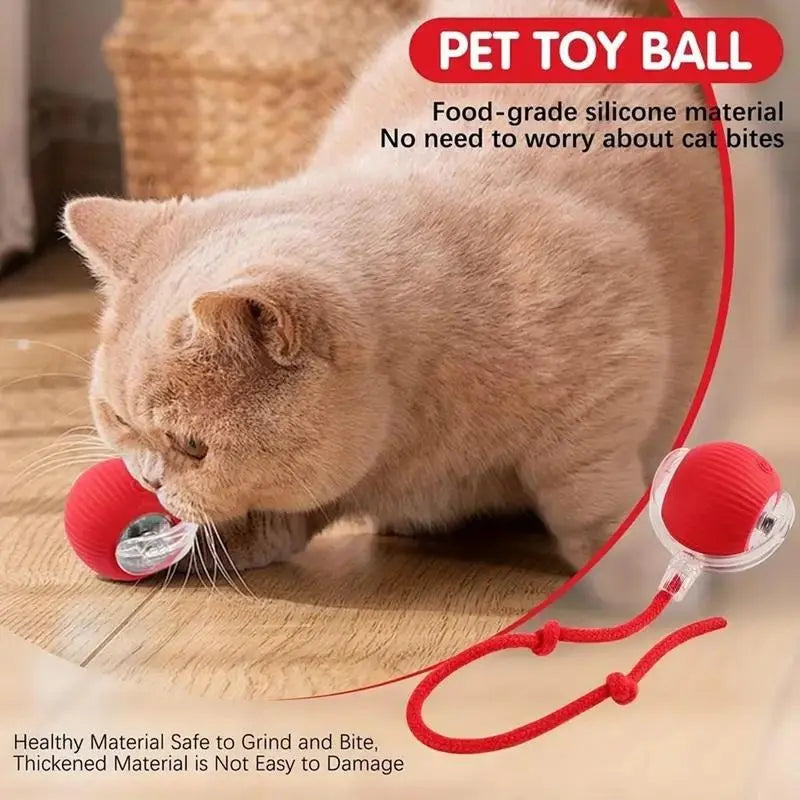 Interactive Electric Cat Toy with Rope - Automatic Rolling Ball for Kittens and Dogs, Ideal Pet Accessory Gift