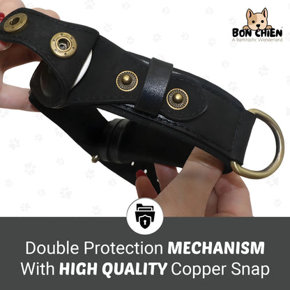 Bon Chien Premium Leather Dog Collar with Apple Airtag Holder - Waterproof and Adjustable Pet Accessory for Secure Tracking of Your Beloved Dog