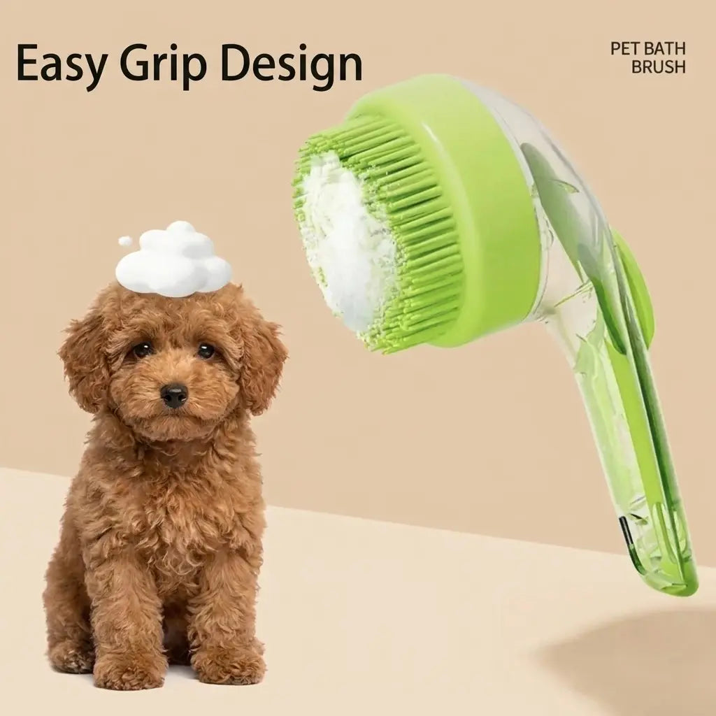 2026 Dual-Function Pet Bathing and Grooming Deshedding Brush with Integrated Soap Dispenser, 8In×3In×4In, Gentle Massage Tool for Dogs and Cats, Enhances Coat Care and Bathing Experience, Promotes Blood Circulation