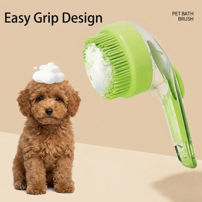 2026 Dual-Function Pet Bathing and Grooming Deshedding Brush with Integrated Soap Dispenser, 8In×3In×4In, Gentle Massage Tool for Dogs and Cats, Enhances Coat Care and Bathing Experience, Promotes Blood Circulation