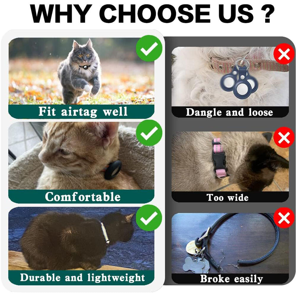 Apple AirTag Cat Collar Holder, Includes Bell