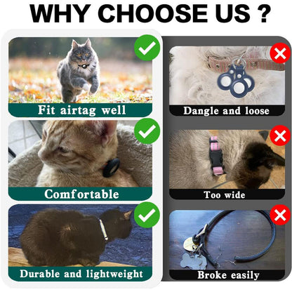 Apple AirTag Cat Collar Holder, Includes Bell