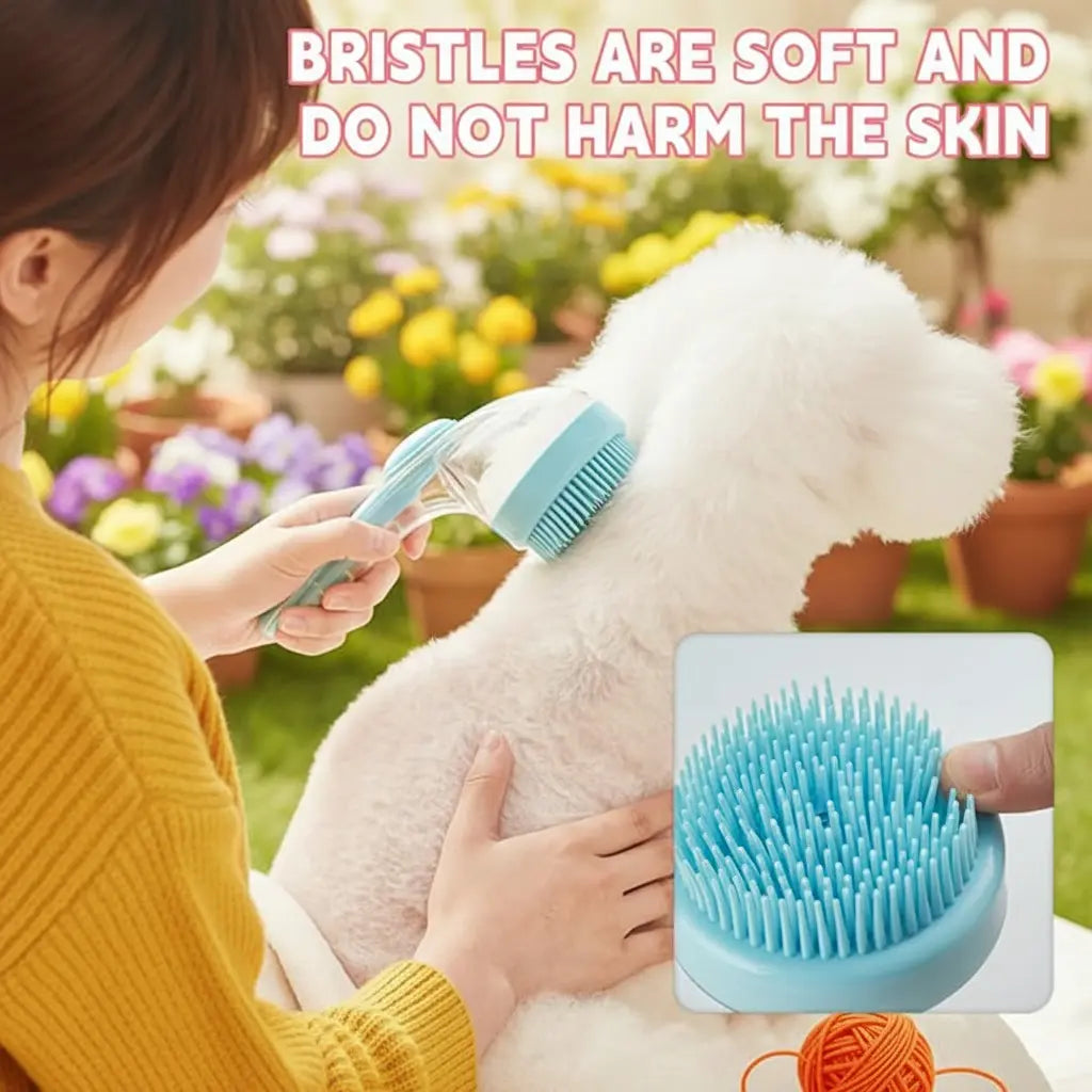 2026 Dual-Function Pet Bathing and Grooming Deshedding Brush with Integrated Soap Dispenser, 8In×3In×4In, Gentle Massage Tool for Dogs and Cats, Enhances Coat Care and Bathing Experience, Promotes Blood Circulation