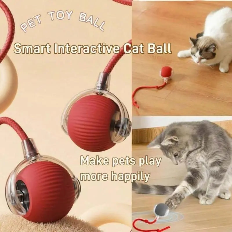Interactive Electric Cat Toy with Rope - Automatic Rolling Ball for Kittens and Dogs, Ideal Pet Accessory Gift