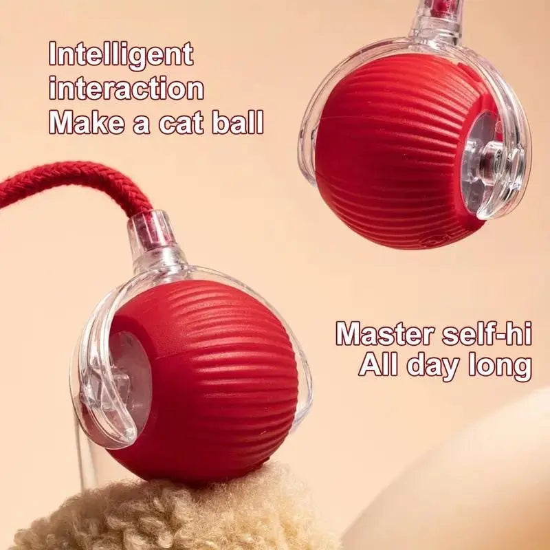 Interactive Electric Cat Toy with Rope - Automatic Rolling Ball for Kittens and Dogs, Ideal Pet Accessory Gift
