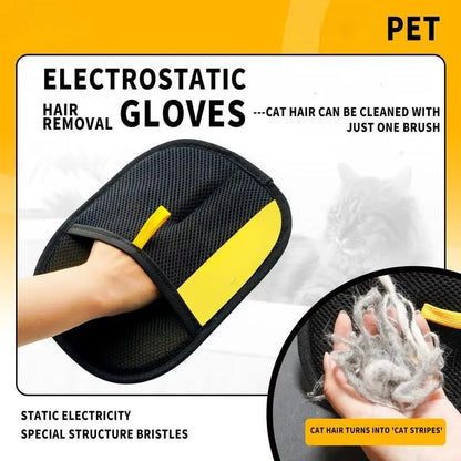 Electrostatic Pet Hair Removal Gloves - Dual-Sided Brush for Effective Grooming and Cleaning of Cat and Dog Hair