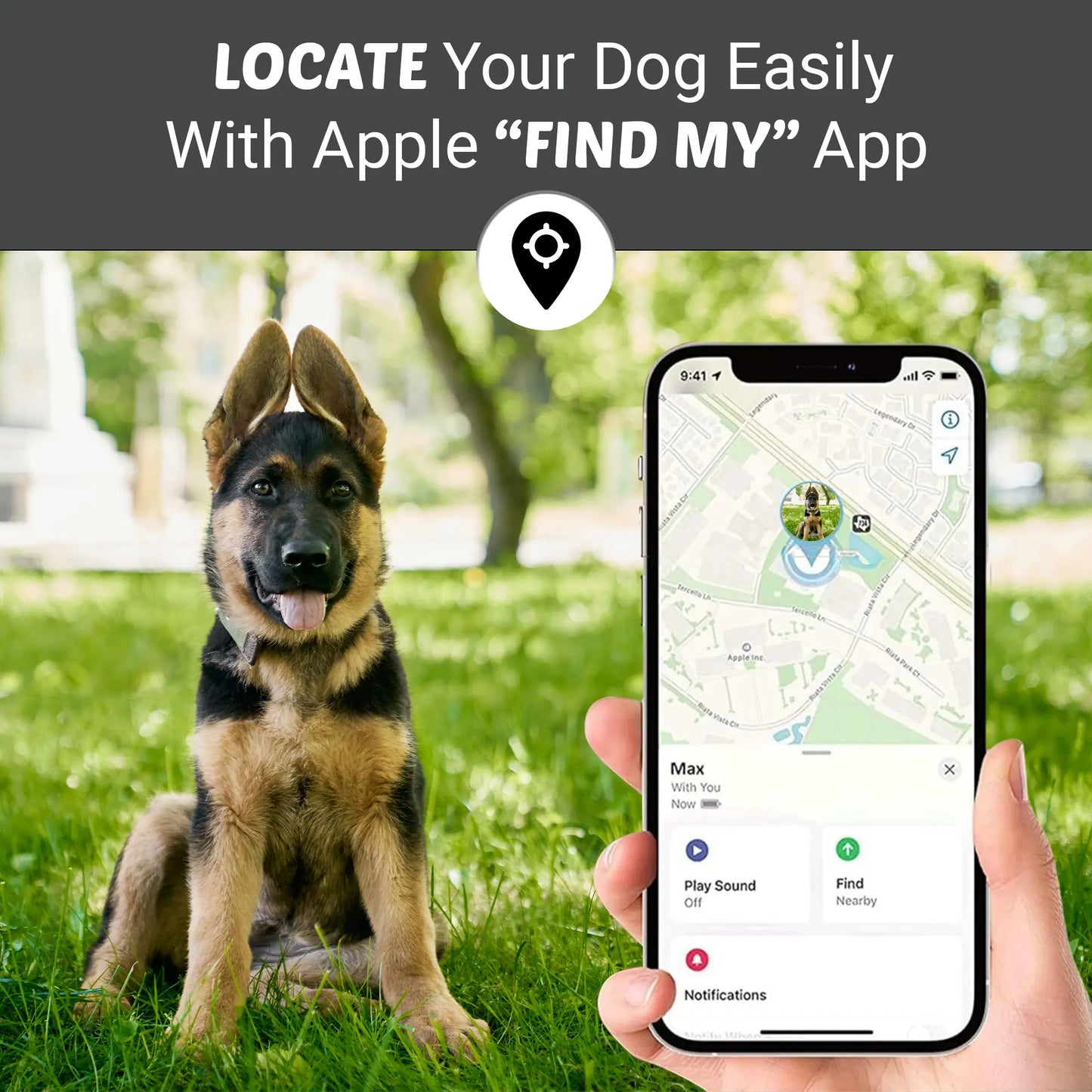 Bon Chien Premium Leather Dog Collar with Apple Airtag Holder - Waterproof and Adjustable Pet Accessory for Secure Tracking of Your Beloved Dog