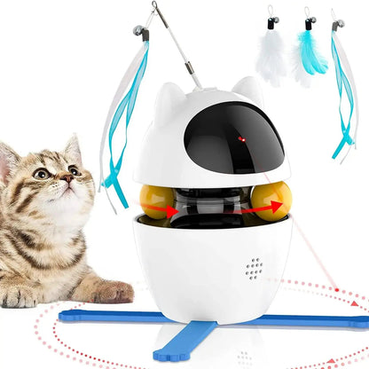 ATUBAN Interactive Cat Toys, 4-In-1 Cat Feather Toy Cat Laser Toys and Cat Ball Toys, Interactive Cat Toys for Indoor Cats Toy